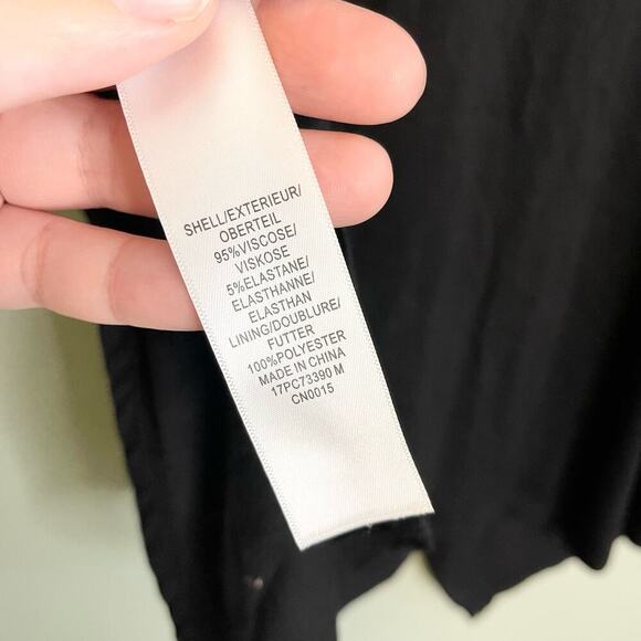 Adrianna Pappell Black Embroidered Stretch V Neck 3/4 Sleeve Top Medium NWT - Picture 6 of 7